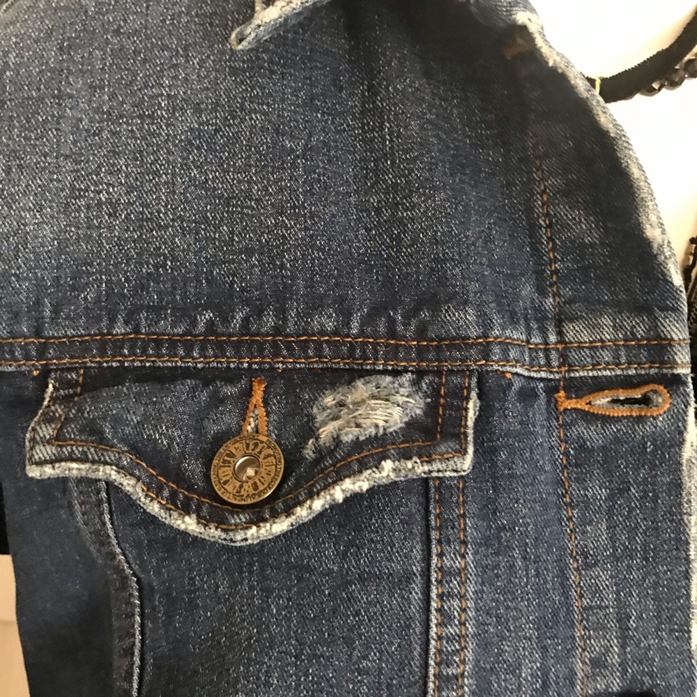 Free People Oversized Distressed Denim Jacket - Picture 15 of 16
